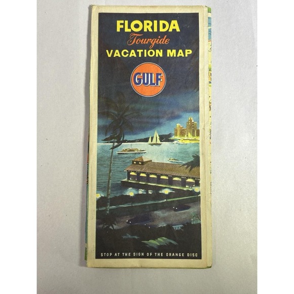 Other - Vintage 1950s Gulf Tourguide Road Map Florida Vacation Gas Oil Service Station
